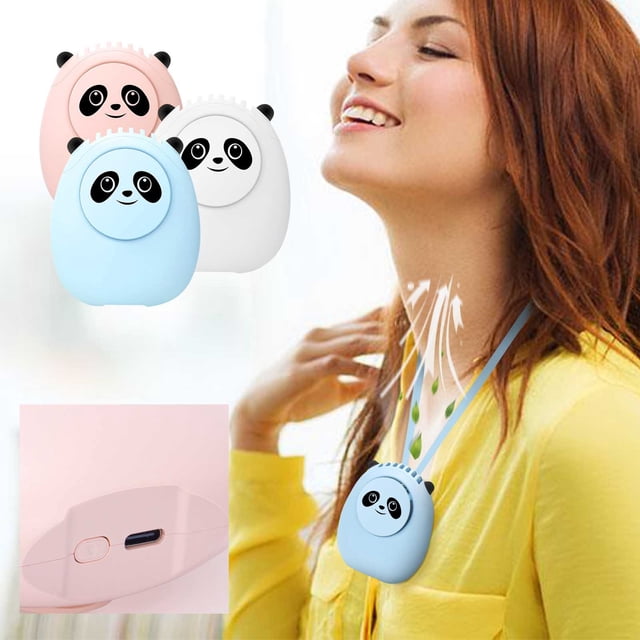 Iumwxz Portable Fan Fan Big Wind Portable Neck Usb Rechargeable Desktop Fan Mini Fan Blue Abs
