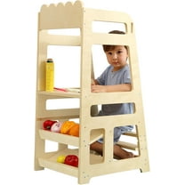 Step Stools for Kids, Adjustable Height Toddler Montessori Wooden Tower - Safe Anti-Drop Kitchen Stool Helper, Standing Tower for Bathroom & Counter