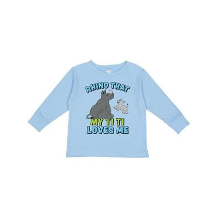 

Inktastic Rhino That My Ti Ti Loves Me with Cute Rhinos Boys or Girls Long Sleeve Toddler T-Shirt