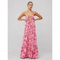 thumbnail image 2 of Summer Floral Sundress for Women Spaghetti Straps Hollow Out Tie Front Maxi Dress Flowy Smocked - Dress Pink L, 2 of 4