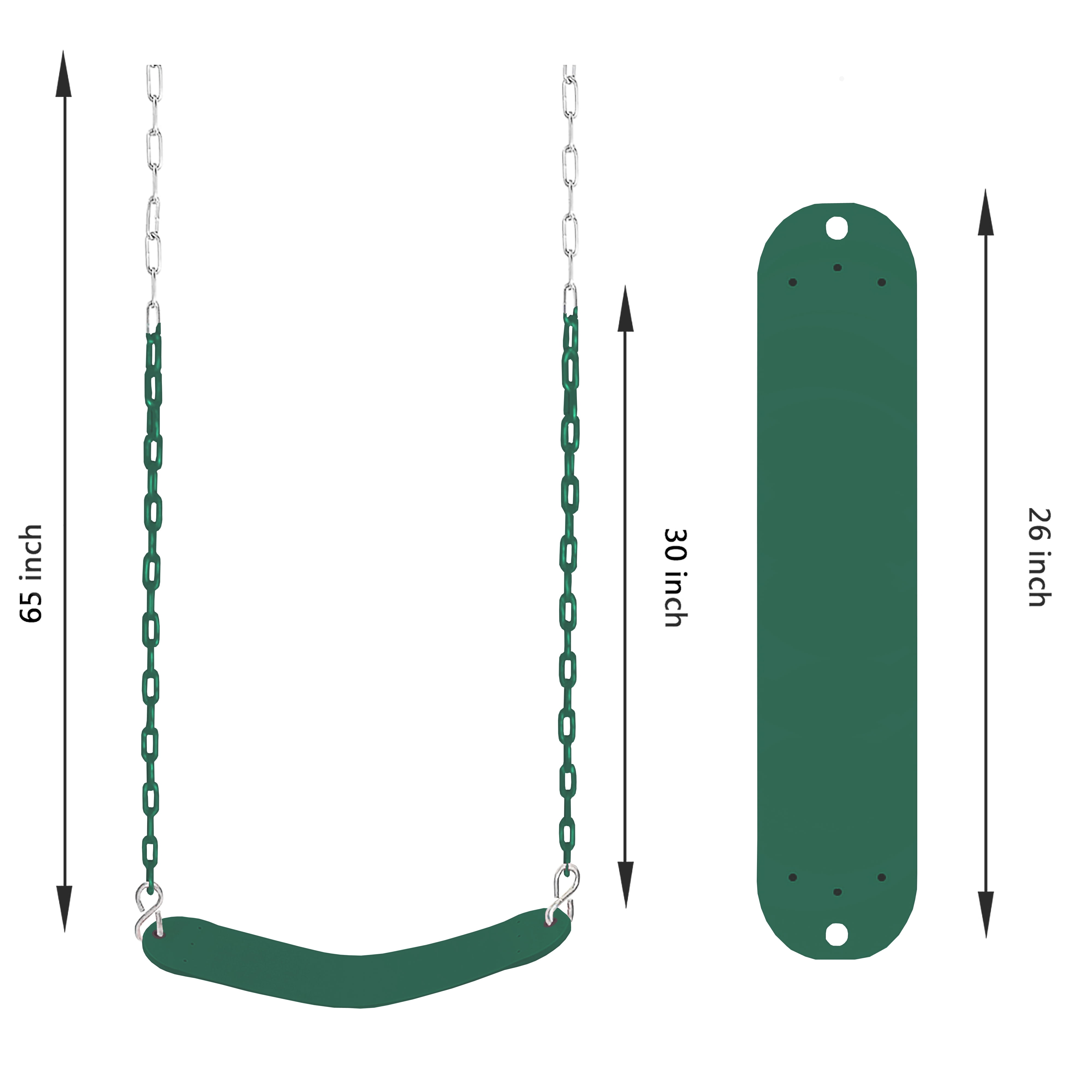 KINSPORY Toddler & Child Swing Seat, Heavy-Duty High Back Fully Assembled, Iron Chain Eva Swing for Indoor/Outdoor, Hanging Tree Straps（Green）