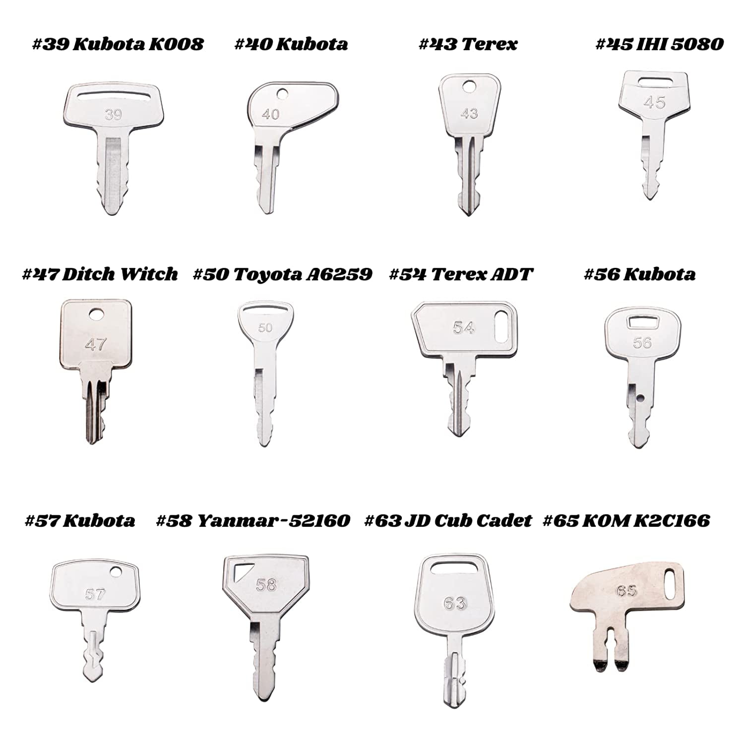 WAH LIN PARTS 67 Premium Heavy Equipment Keys Master Set Fits  Bobcat,CASE,Caterpillar,Komatsu,JD,Ingersoll,JCB,MULTIQUIP,SKYTRAK,Ford,Takeuchi,Kubota,Toyota  and More 