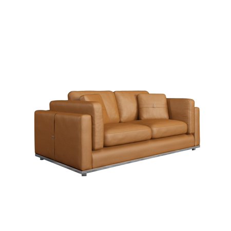 Cognac Italian Leather PICASSO Loveseat EUROPEAN FURNITURE Contemporary