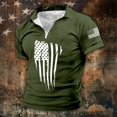 thumbnail image 2 of Charmgo Mens Polo Shirts Clearance, Men's American Flag Graphic Tees Button Down Shirts Short Sleeves Zipper Polo Shirts for Men Army Green, 2 of 4