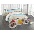 thumbnail image 3 of Ambesonne Beach Quilted Bedspread Set 3 Pcs, Sea Shells on Sandy Coast, King Size, Multicolor, 3 of 5