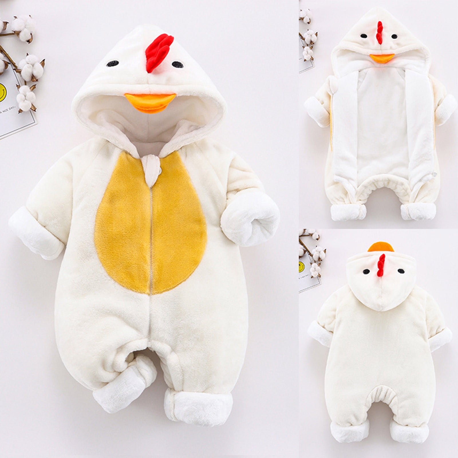 CAIVO Baby Clothes Boy Girl Thick Snowsuit Winter Warm Chick Coats Hooded O-Neck Romper Jumpsuit Leisure Toddler Child Daily Wear