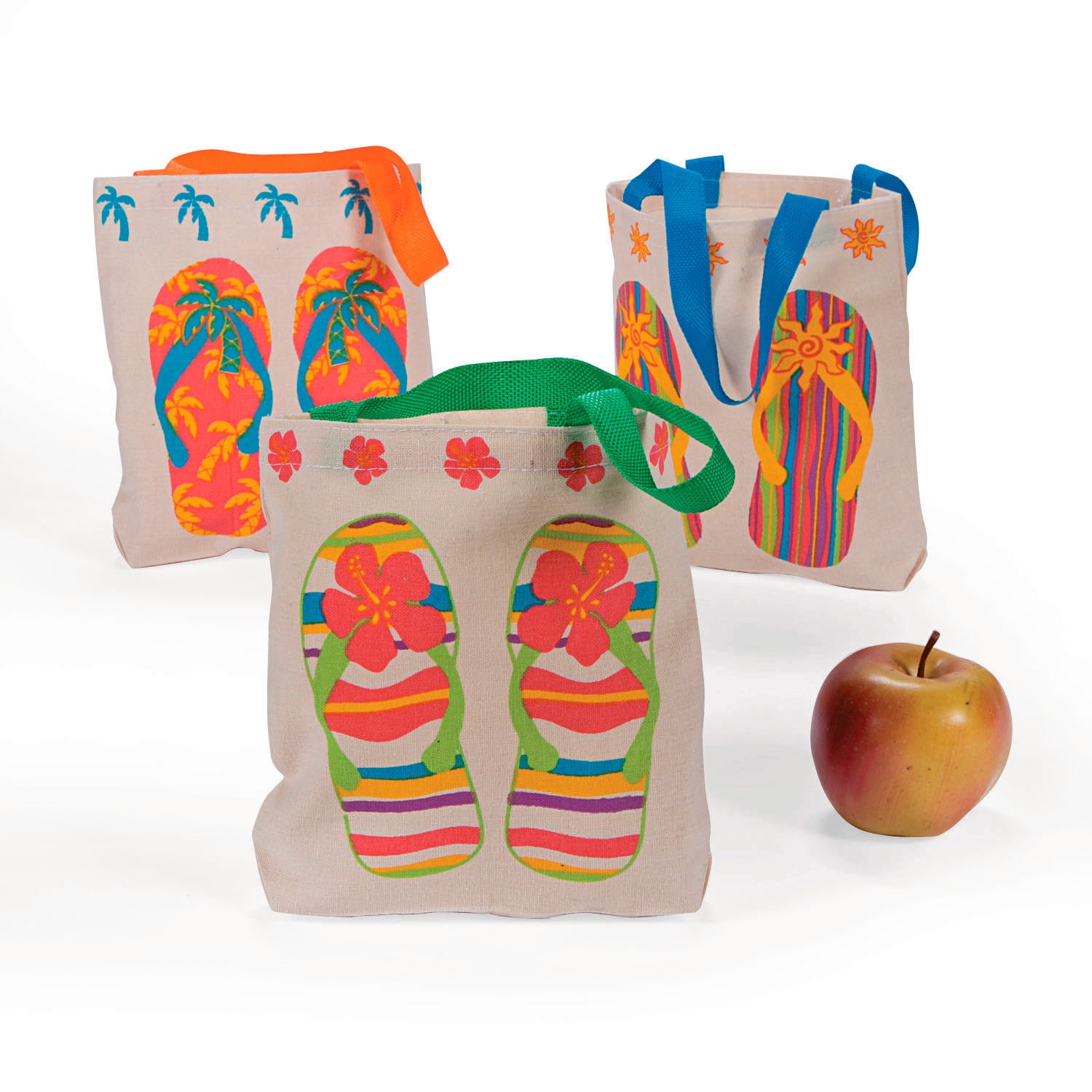 Fun Express 12 Pack Canvas Flip Flop Tote Bags - Multicolor Beach Party Favors, 8x8.5 Inches - View #6