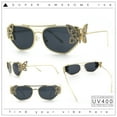 thumbnail image 2 of Luxury Womens Heavy Rhinestone Iced Out Cat Eye Metal Sunglasses Gold - Black, 2 of 8