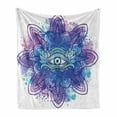 thumbnail image 1 of Eye Soft Flannel Fleece Throw Blanket, Third Eye with Hand Drawn Mandala Vivid Colors Aura Inner Peace Awareness, Cozy Plush for Indoor and Outdoor Use, 50" x 60", Aqua Blue Purple, by Ambesonne, 1 of 6