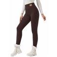 thumbnail image 6 of VORENI Women's Fleece Lined Leggings, High Waisted Thermal Leggings for Women, Full Length 4-Way Stretch Warm Winter Leggings, Chocolate Brown, 6 of 7