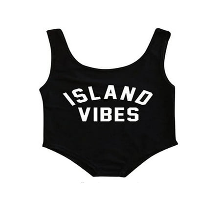 

Infant Baby Girl Swimsuit Bikini One Piece Letter Print Sleeveless Sling Style Comfortable Breathable Swimsuit