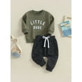 thumbnail image 3 of Bagilaanoe 2PCS Toddler Baby Boy Pants Set Letter Print Long Sleeve Sweatshirt Tops + Sweatpants 6M 12M 18M 24M 3T Kids Casual Sweatsuits, 3 of 9