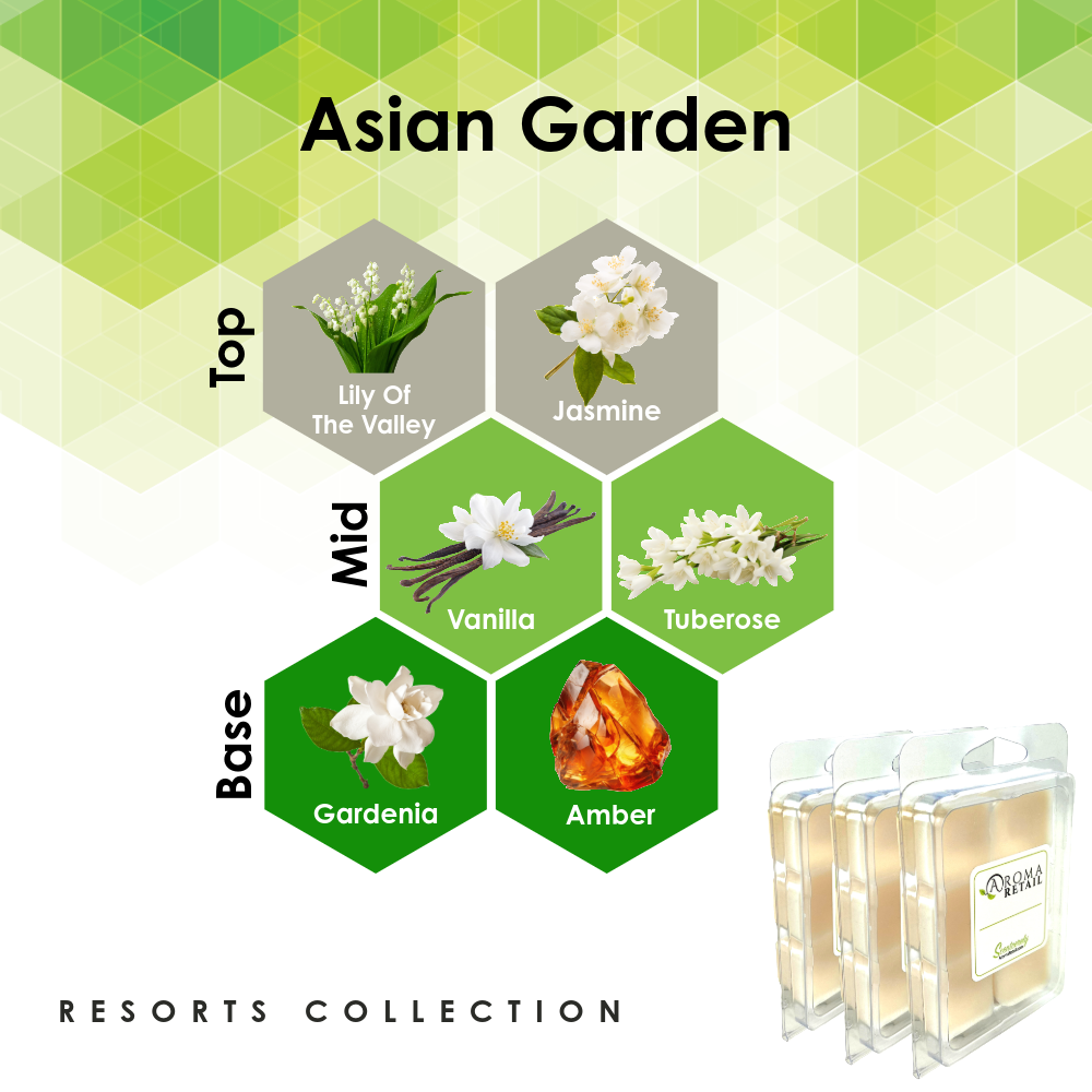 Aroma Retail Asian Garden Soy Wax Melts for Wax Warmer Floral Scent, 3-Pack