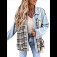 thumbnail image 3 of Chaqueta Vaquera Estilo Boyfriend, Informal, de Larga, con Botones y Bolsillos, para Mujer Azul L, 3 of 9