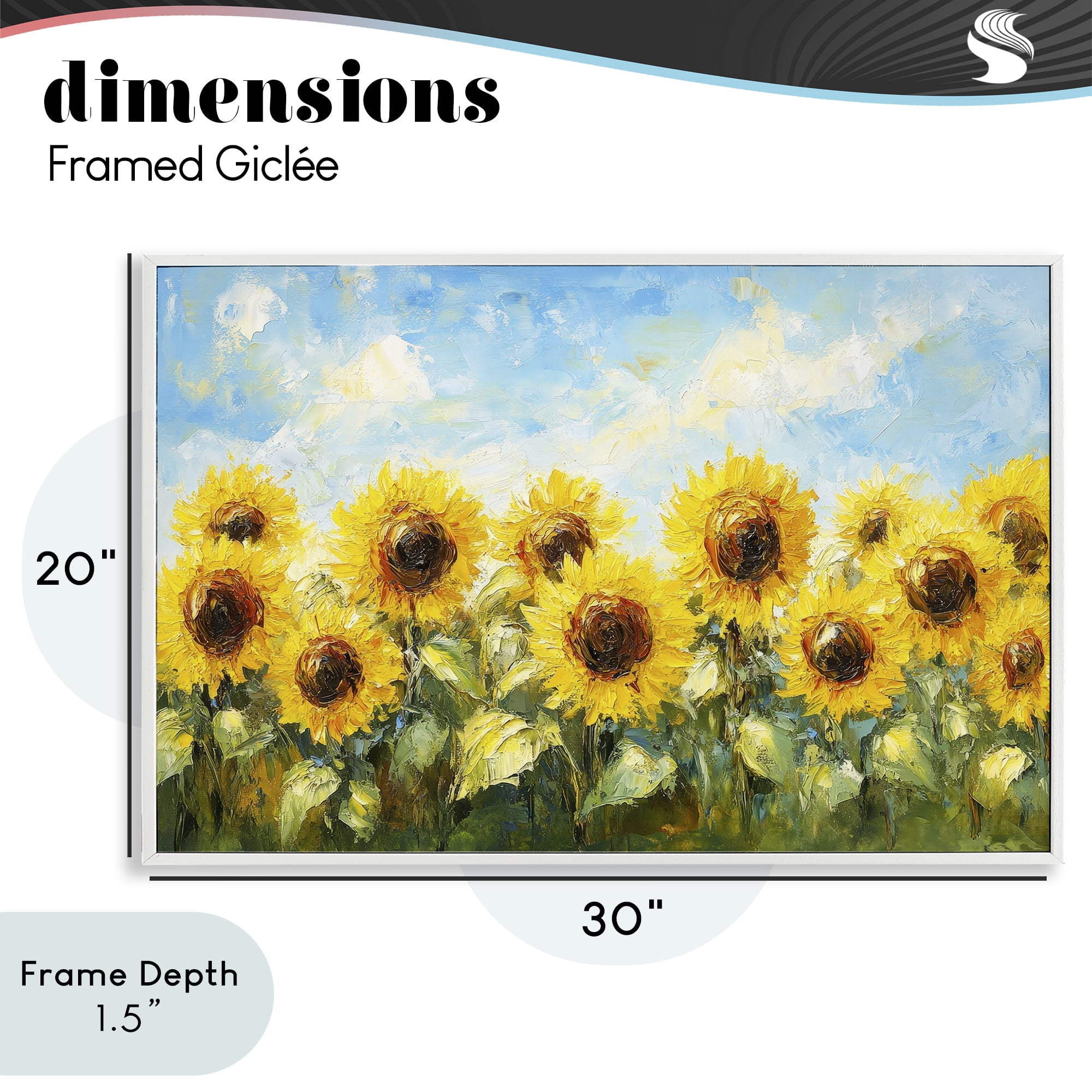 Stupell Industries Impressionist Sunflowers Horizon White Framed Giclee Art, design by Petal Prints Design