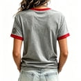 thumbnail image 3 of Never Forget 9/11 Shirt for Women Patriotic V-Neck Tee with Red Trim & 25 Years Patch, Soft Cotton Relaxed Fit American Flag Memorial Top Gray M, 3 of 3