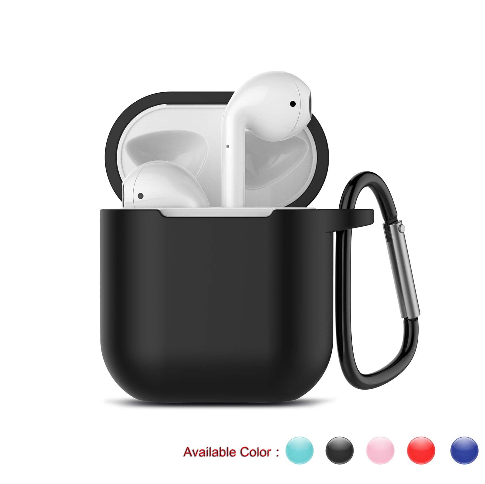 Dust Resistent AirPods Charging Case Compatible for Apple AirPods-Black AddAcc AirPods Waterproof Case Protective Cover Shockproof TPU Skin AirPods Case with Keychain
