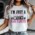 thumbnail image 2 of Good Girl with Bad Habits T-Shirt, Grunge Pink and Skeleton Hands Navy, Black, and White Tee for Wild and Rebellious Women, 2 of 8