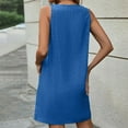 thumbnail image 4 of Robe d'Été pour Femmes Robe Décontractée pour Femmes Robe Femme Couleur Unie Sans Manches Col Rond Bouton Poche Mode d'Été Robe Décontractée d'Été pour Femmes Robe avec Poches, 4 of 8