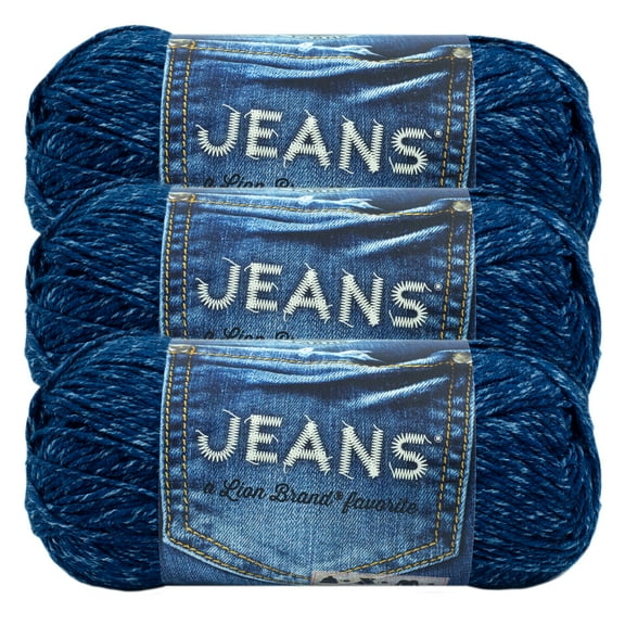 Lion Brand Yarn Jeans Classic Medium Acrylic Yarn 3 Pack