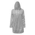 thumbnail image 6 of Women's Drop Shoulder Solid Color Hooded Sweatshirt with Side Pockets and Side Slits, Soft Breathable Long Sleeve Casual Pullover for Winter, Daily Wear and Street Fashion Grey S, 6 of 8