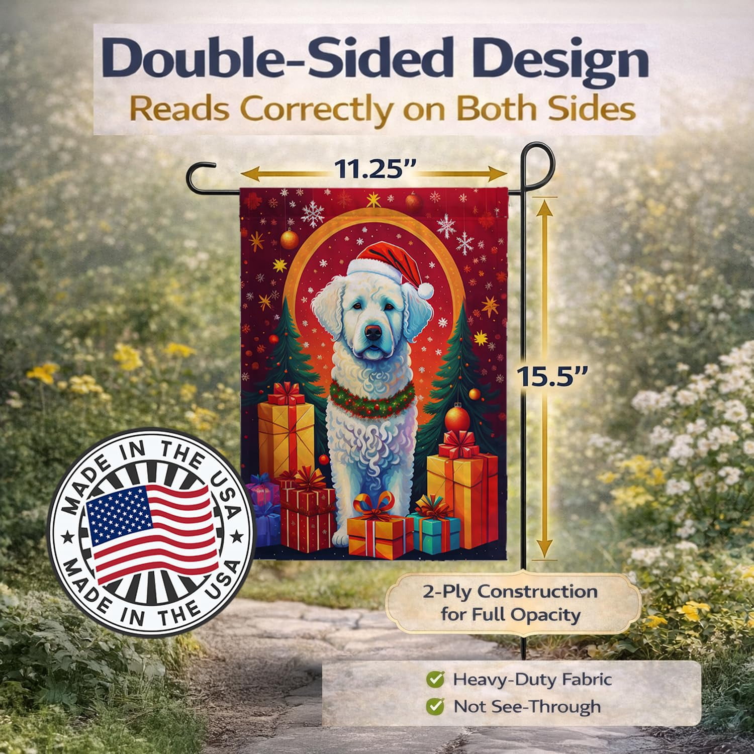 Kuvasz Holiday Christmas Garden Flag 11.25 in x 15.5 in
