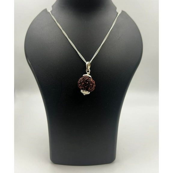 Navratan Gems 925 Certified Ganesha Rudraksha Pendant with German Silver Chain | Sacred Hindu Jewelry | Spiritual Amulet Necklace