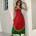 thumbnail image 5 of Watermelon Red And Bright Womens Night Club Maxi Dress V Neck Sleeveless Bohemia Long Dresses, 5 of 9
