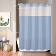 thumbnail image 6 of No Hook Shower Curtain, Pure Light Blue Shower Curtains for Bathroom with See Through Top Window, Simple Solid Color Waterproof & Washable Bath Curtain Extra Long 72"x84", 6 of 8