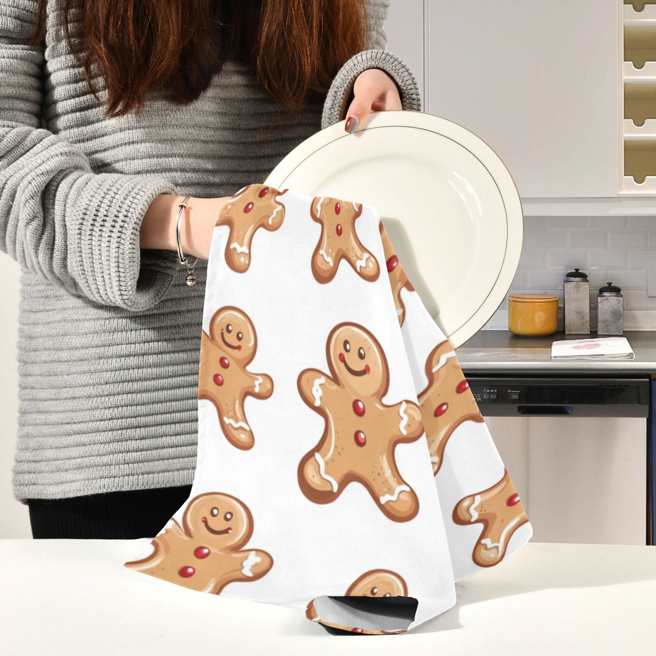 Kitchen Towel 28x18 Inches x6，Plate Towel, Decorative Towel, Napkin, Tea Towel Tea Towels For Kitchen Dish Cloths & Dish Towels The Christmas Gingerbread Man