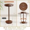 thumbnail image 2 of Small Round Accent Table with Phone Holder & Coasters - Natural Wood Finish, 2 of 9