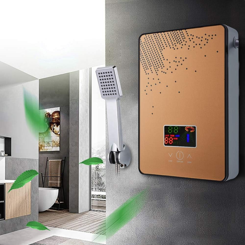 Instant Water Heater, Whole House Electric Tankless Instant Water Heater With Shower Head, Ipx4 Large Led Screen Shows Temperature