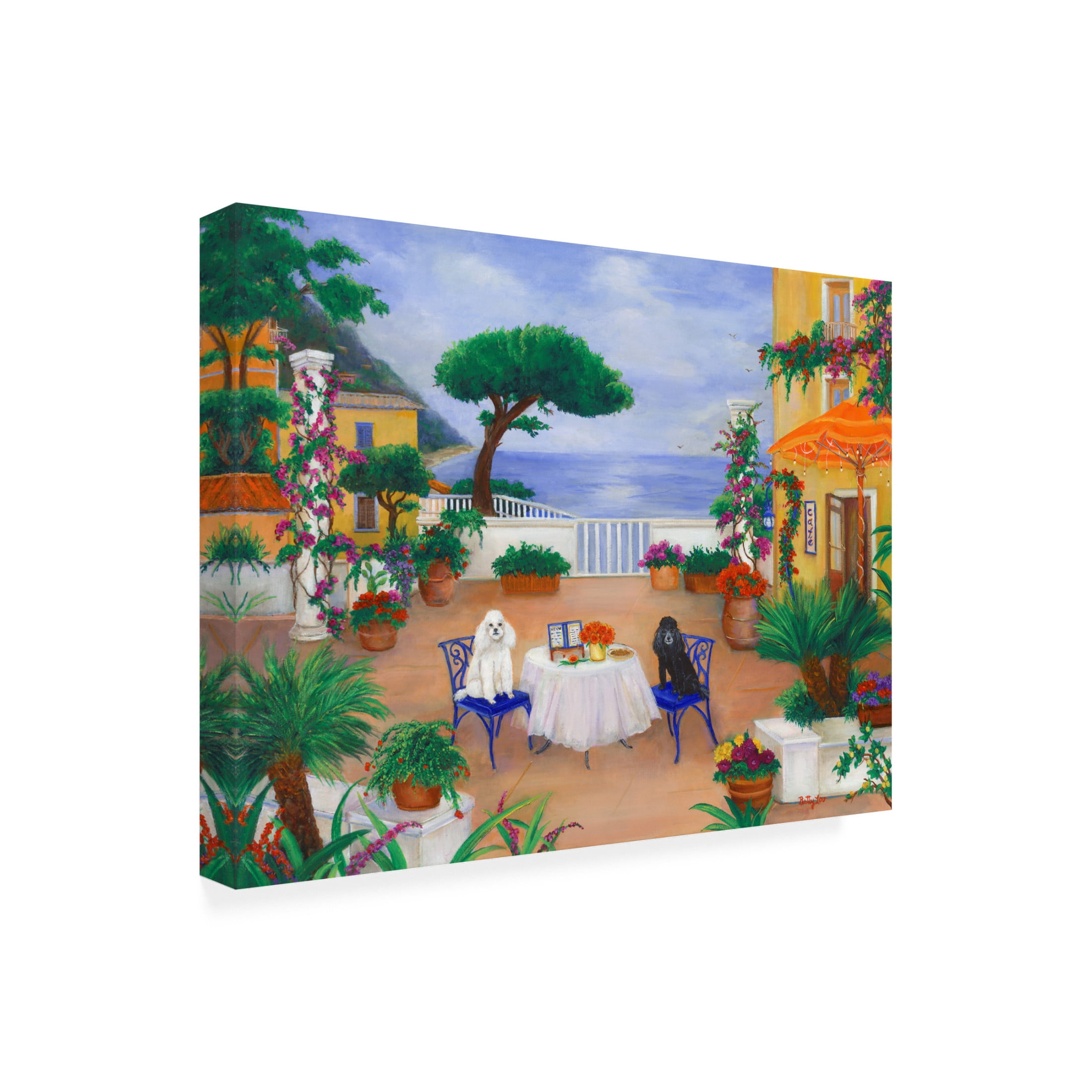 Canvas Wall Art - Betty Lou 'Best Friends on Amalfi Coast' Wall Art for Living Room, Bedroom, or Office Décor by Trademark Fine Art - 24 x 18 Inches