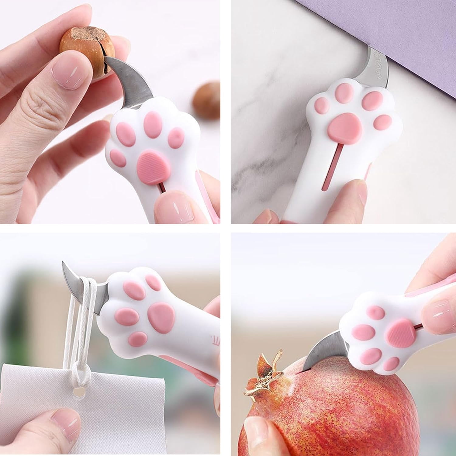 MetalJC Retractable Cat Claw Knife Cute Cat Box Cutter, Cat Paw Box Cutter, Cat Box Paper Cutter, Unpacking Packages Knife For Girl Woman