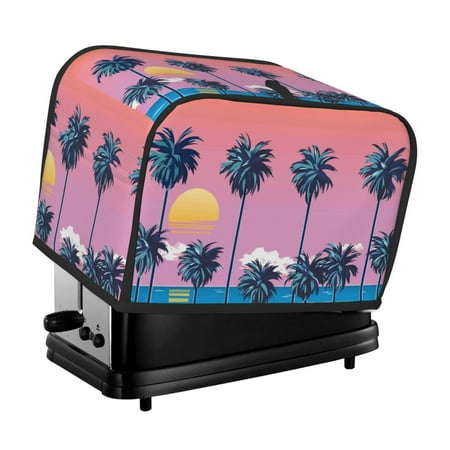 

KLL Beach with Palm Trees Print 2 Slice Toaster Dust Covers Kitchen Small Appliance Cover with 2 Pockets Can hold Jam Spreader Knife & Toaster Tongs (11.4 x 7.9 x 7.5)