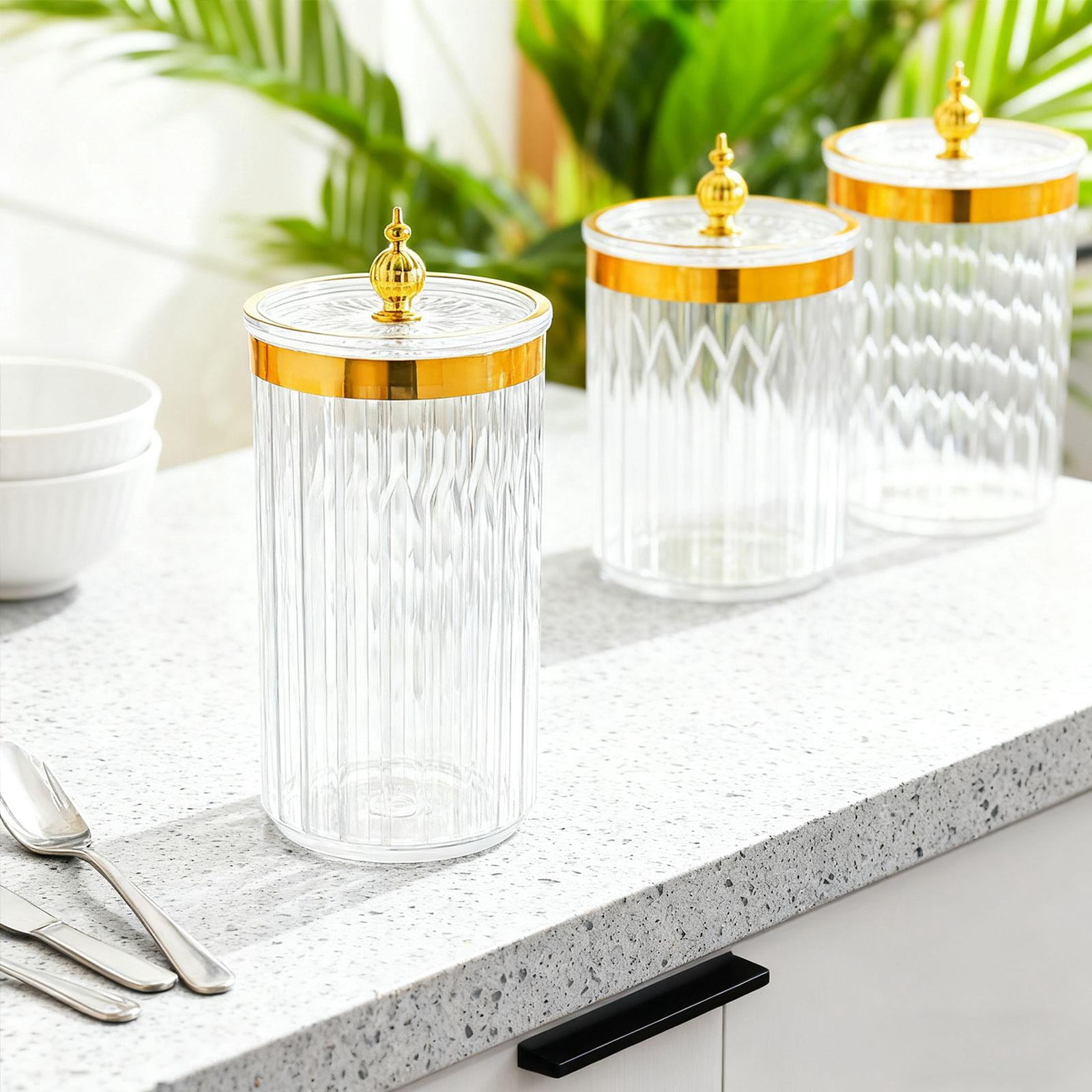 3 Pcs Food Storage Jars with Lids Sugar Container Nuts Organizer Clear PP Material for Pantry Organization