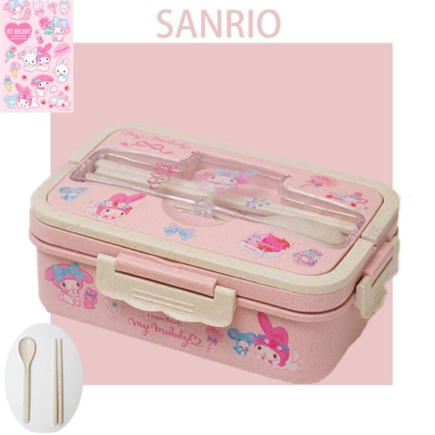 Sanrio Kuromi-fiambrera Cinnamoroll My Melody para estudiantes, caja Bento ecológica, vajilla, contenedor de almacenamiento de alimentos gym unisex