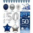 thumbnail image 5 of YANSION 50th Birthday Decorations Navy Blue and Silver Balloons Happy Birthday Banner Backdrop, 5 of 8