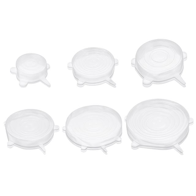 Unique Bargains Couvercles Extensibles en Silicone, 2 Ensembles - Couvercles de Bols Réutilisables et Durables, Couvercles en Silicone pour Bols et Couvercles Alimentaires (Blanc)