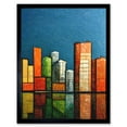 thumbnail image 1 of Abstract Modern Cityscape Reflections Orange Blue Yellow Art Print Framed Poster Wall Decor 12x16 inch, 1 of 5