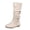 Beige, variant on Womens Slouch Boots, Flat Heels Mid Wide Calf Zipper Ladies Fall Winter Fashion Boots White
