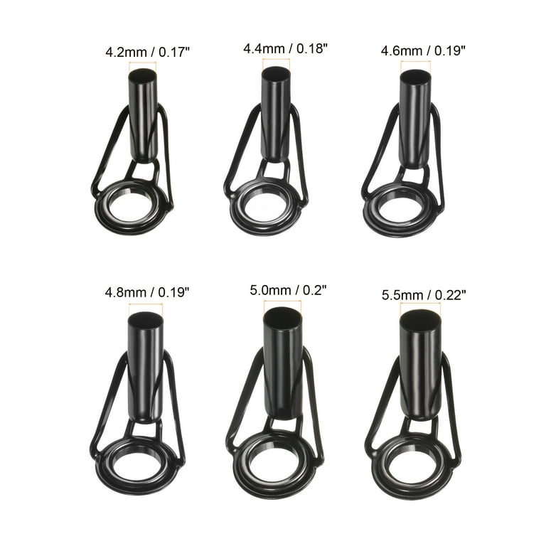 4.2-5.5mm Tube Dia Stainless Steel Fishing Rod Tips Black Ring Guide, 30 Pack