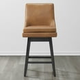 thumbnail image 2 of CHITA 26 inch Upholstered Swivel Fabric Counter Bar Stools with Back & Wood Legs,Faux Leather in Cognac Brown, 2 of 7