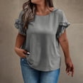 thumbnail image 2 of Tamaño Más Suelto Ajuste Camisetas para las Mujeres Primavera Color Sólido Casual de Manga Corta Cuello de la Tripulación Camiseta Superior, 2 of 5