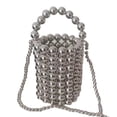 thumbnail image 1 of Bolso de mano con cuentas para mujer, con decoración de perlas blancas, para vestido de noche, con cadena interior desmontable, 1 of 5