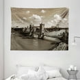 thumbnail image 1 of Travel Decor Tapestry, Tower Bridge in London Cloudy Sky Old Historic Cityscape Nostalgia England, Wall Hanging for Bedroom Living Room Dorm Decor, 80W X 60L Inches, Sepia White, by Ambesonne, 1 of 2
