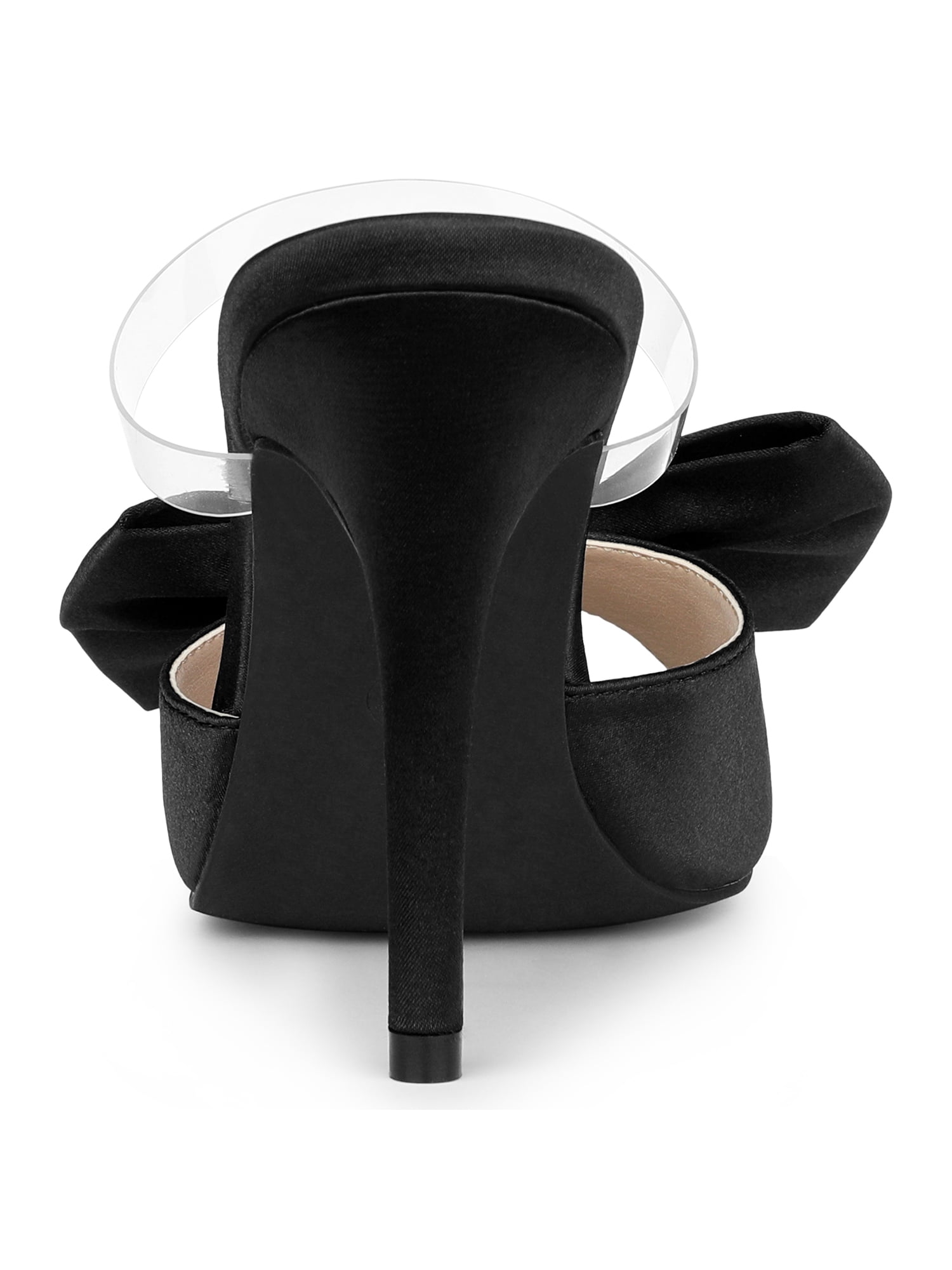 DARING DIVA Women's Bow Sandal Stiletto Heels Mules Black Heel Sandals Black 9.5
