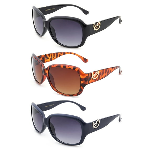 3 Pack Oversized Fashion Plastic Frame Round Sqaure Sunglasses for Women