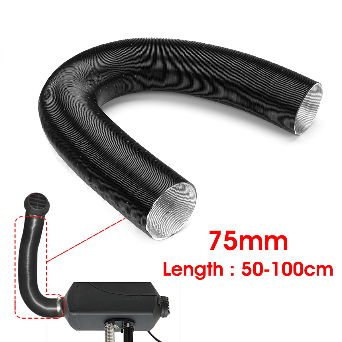 linger 75mm Heater Duct Pipe Hot Air Ducting 10025 Fit for Webasto Diesel Heater Aluminum New and 
