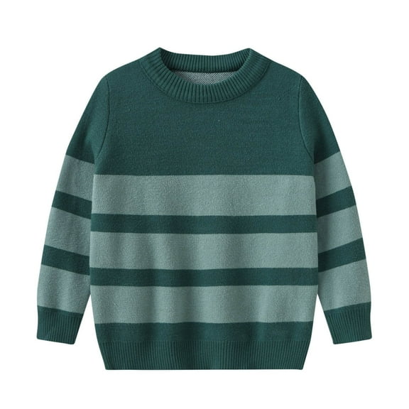 Fesfesfes Striped Sweater for Boys Patchwork Color Round Neck Long Sleeve Sweaters Fall Versatile Knitted Tops ,Size 3-10 Years